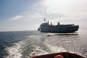 The last 15 crew members departed the ship, while it continued on to the Inactive Ships Maintenance Facility at Pearl Harbor.