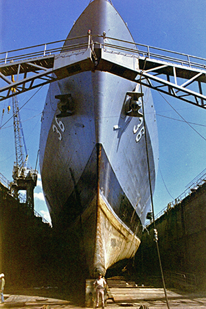After arriving Subic Bay in early January 1972, the ship entered dry dock USS Competent (AFDM 6) for a few days to correct some minor issues experienced on this cruise. After this period of repair work, USS Anchorage sailed for Buckner Bay on January 17.