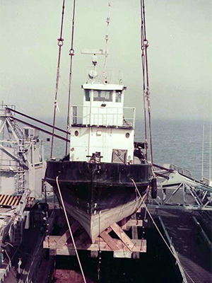 After leaving Alaska, the ship stopped in San Francisco to load a tug bound for San Diego.