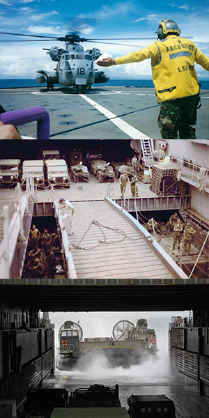 A unique feature of the ship was its movable ramps, allowing for efficient transfer of personnel and cargo between the well deck, mezzanine deck, and flight decks.