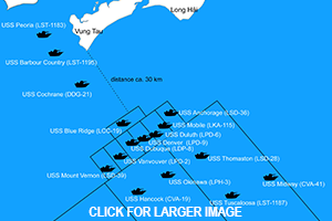 Map showing location of 18 ship formation off the coast of Vietnam.